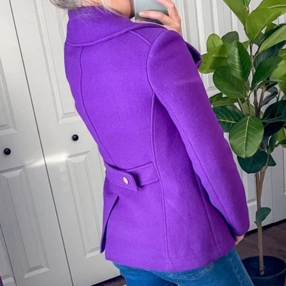 J. Crew Majesty Stadium Cloth Nello Gori Wool Double Breasted Peacoat Purple 0 - Picture 4 of 12